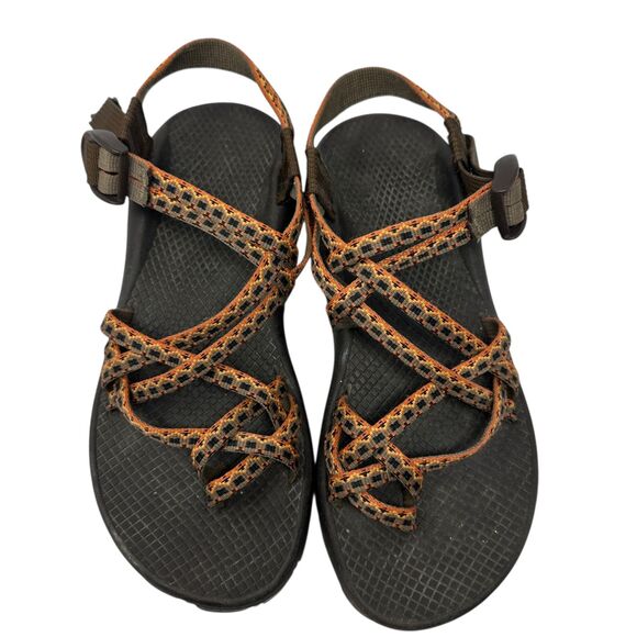 Chaco Zx/2 Brown Aztec Print Strappy Adjustable Sandals Vibram Soles Women 8 - Picture 6 of 7